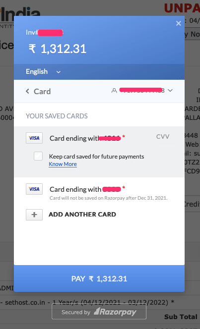 Payment Screen